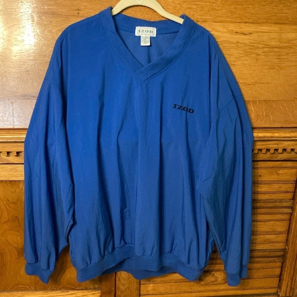 Izod Mens 90s Vintage Streetwear V-Neck Windbreaker Pullover Jacket Preppy Baggy